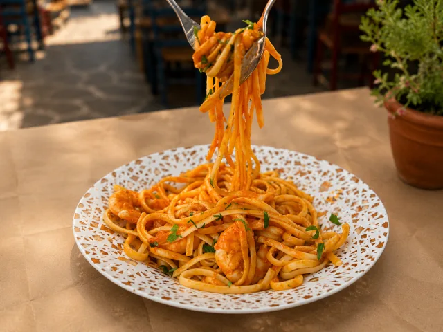 Linguine con gamberi